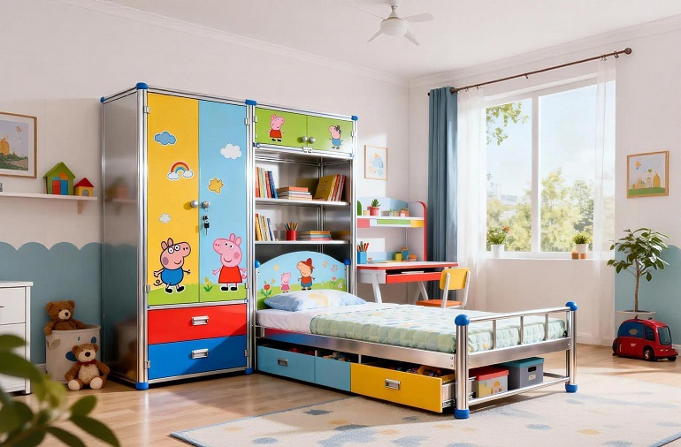 多功能儿童房铝制家具定制方案
